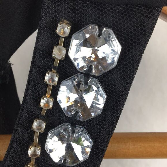 Papaya black Rhinestone Trim Embellished Sleeveless Top M - Picture 8 of 11